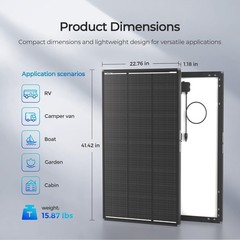 120W Solar Panel ShadowFlux Anti-Shading N-Type 16BB 12 Volt 25% High-Efficiency