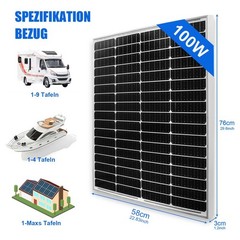 100W 12V Solar Panel MONO High-Efficiency PV Module Charger for RV Marine Home