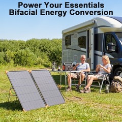 MHPOWOS 200W Bifacial Portable Solar Panel Foldable Charger for Jackery EcoFlow