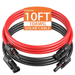 10 AWG Solar Extension Cable 10 Feet with Male and Female Connectors, Waterproof