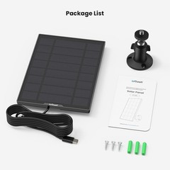 Type-C Port Solar panel for ieGeek Outdoor Security Camera Home Battery CCTV Cam