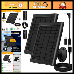8W Solar Panel Charger for Ring Cameras – 2-Pack, Waterproof, USB-C Adapter, 10f