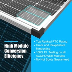 ACOPOWER Solar Panel 175Watt 12 Volt,Mono High-Efficiency 175 Watt PV Module