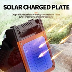Solar Rechargeable Outdoor Fan For Camping Foldable USB Charging Integrated
