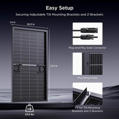 Solar Panel 200W 2-Pack Monocrystalline Bifacial Off-Grid RV Marine Home Alum…