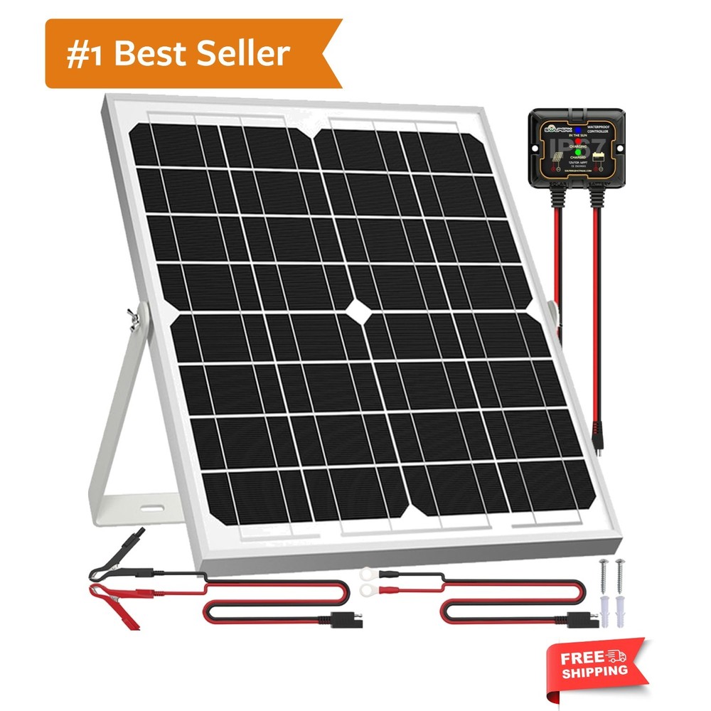 High Efficiency 20W Solar Battery Charger Kit with Smart Controller – 12V System