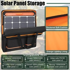 Solar Panel Storage Bag for 200W 100W | Travel Carrying Case, Zipper, Multi-Acce