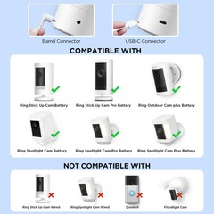 Solar Panel for Ring Camera, 1 Pack Solar Charger Compatible with Ring Stick …