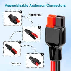 50FT 10AWG Solar Panel Anderson Connector Extension Cable, Tinned Copper