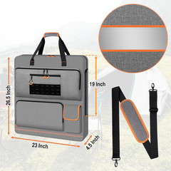 Solar Panel Storage Bag with Orange Lining, Deepened Opening, Zipper with Pull a