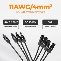 Pjerjzn Solar Panel Connector 4 to 1 Y Branch, 4 1 (1 Pairs)
