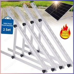2Set Adjustable Solar Panel RV Tilt Mounting Rack Bracket Rooftop Flat Surface