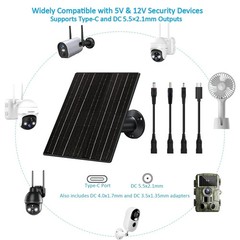 10W Solar Panel with 10400mAh Battery for Security & Trail Cameras, 5V/12V Ad…