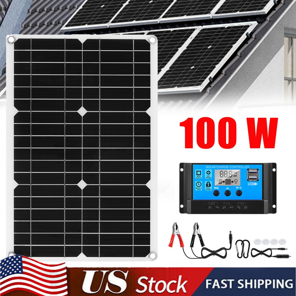100W Watt Flexible Solar Panel 12V Mono Home RV Rooftop Camping Off-Grid Power