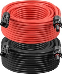 10AWG Solar Extension Cable 75FT Red Black PV Connectors