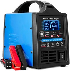 12V 24V Lead-Acid Battery Charger Heavy Duty, 0-15A Smart Automatic Battery