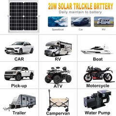 20W Solar Panel Kit Waterproof Monocrystalline Battery Charger for RV Boat Car