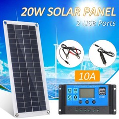 20W Solar Panel Charge IP65 Water Resistance For Outdoor Camping Hiking RYMR