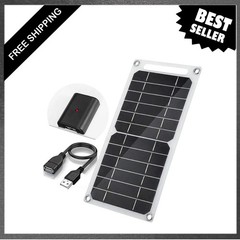 Mini 5V 6W USB Solar Panel, Portable Monocrystalline Charger with 55inch Cable