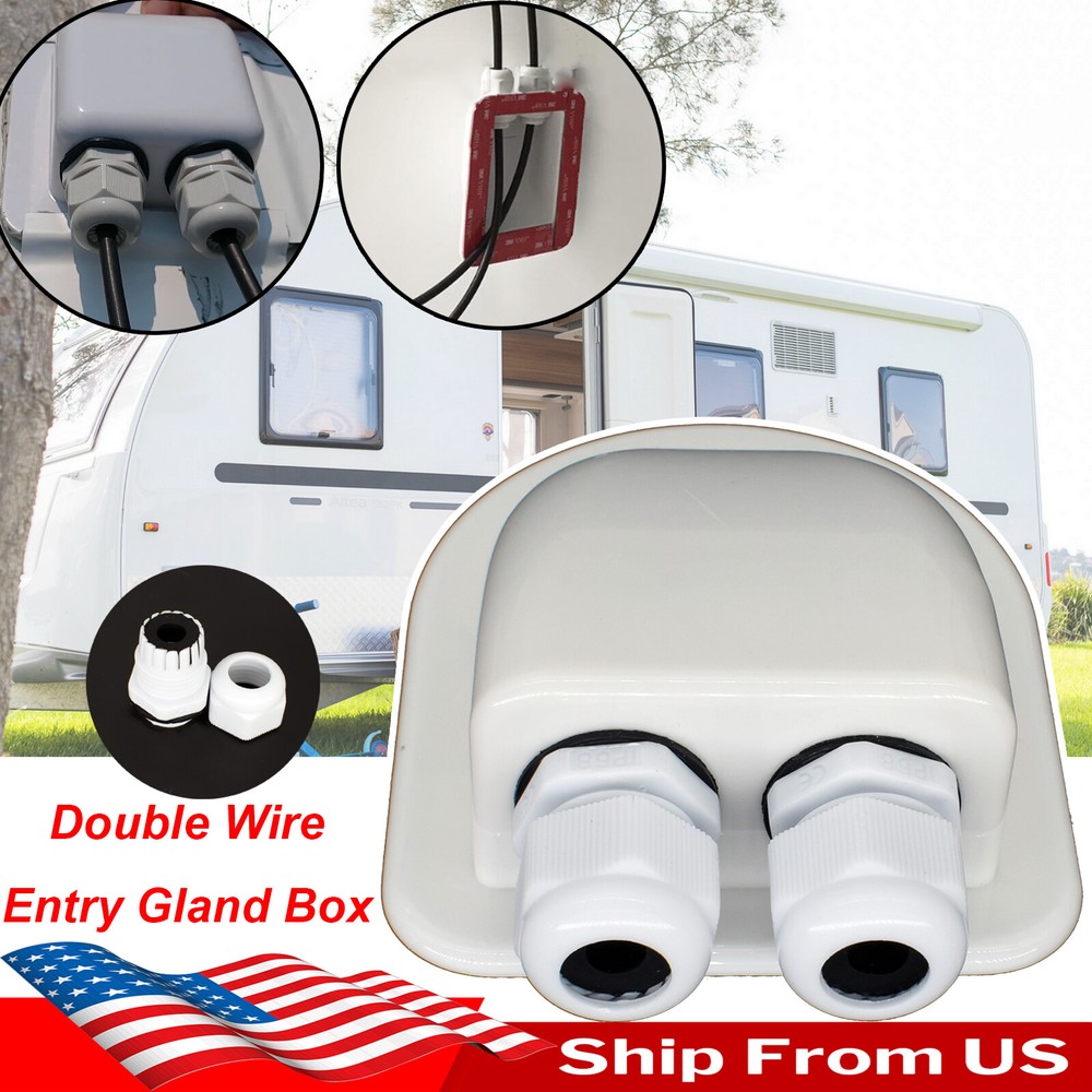 Double Wire Cable Entry Gland Box Roof Solar PanelBoat RV Caravan Junction Box