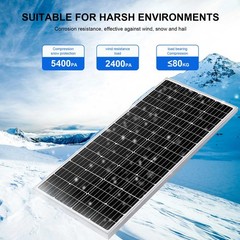 100 Watt 12V High-Efficiency Mono Solar Panel PV Module for RV Marine Caravan