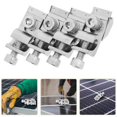 4Pcs Solar Mounting System Grounding Clips Aluminum Reusable Silver Home Use