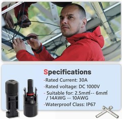 High Capacity Male/Female Solar Connectors – Waterproof & Easy Install