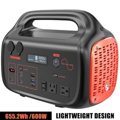 Portable Power Station 642Wh 600W Solar Generator 110V AC Backup Battery Camping