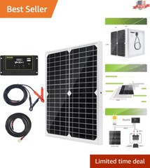 20W 12V Monocrystalline Solar Panel Kit with Charge Controller – Off-Grid Bat…