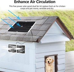 15W Solar Panel Exhaust Fan Double Shutter Ventilation Vent Fan For Pet House