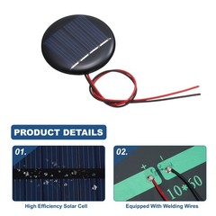 10Pcs 2V 0.08W 40mA Round Mini Solar Panels with Cable