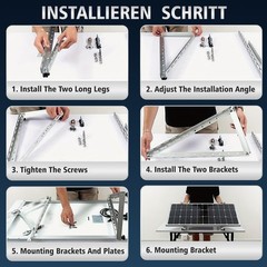 45inch (2 Sets) Upgrade Adjustable Solar Panel Mount Brackets PV System Roof RV