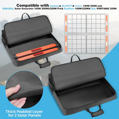 Solar Panel Storage Bag for 2 Panels, Padded Travel Carrying Case Compatible wit