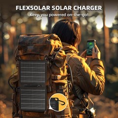 FlexSolar 10W Portable Solar Charger 5V USB Power Emergency ETFE Panels IP67
