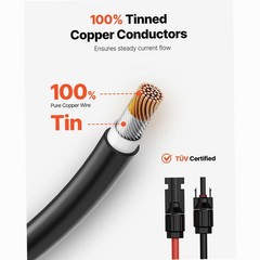 10AWG 100ft 2-Color Solar Cable, Black & Red, MC4