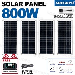 800W 4 x 200W PV Panel Kit – 100A Controller + 2M DC Cord for Home Balcony/RV4