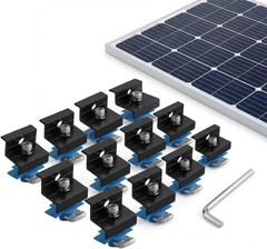 12-Pack Black Aluminum 30mm/35mm Solar Panel End Clamps for Standard Unistrut…