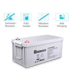 Open Box Renogy 12V 200AH Deep Cycle AGM Battery Rechargable For RV Solar
