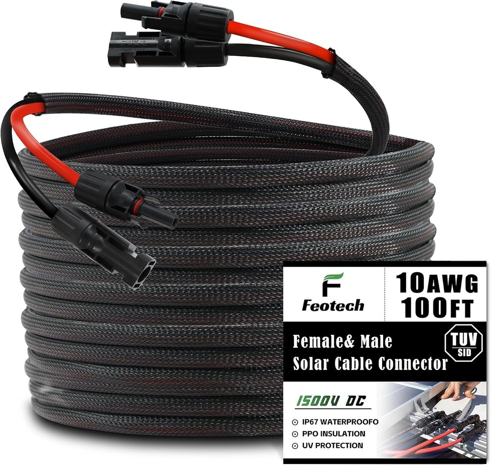 100FT 10AWG Twin Wire Solar Extension Cable
