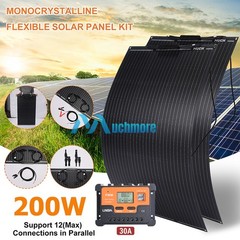 200W Kit Monocrystalline Solar Panel 12V Charging RV Camping Home Off-Grid Boat