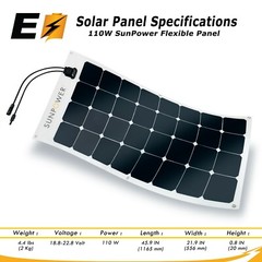 Great For Camper Van, Made in France 100-watt SunPower Flexible Solar Panel