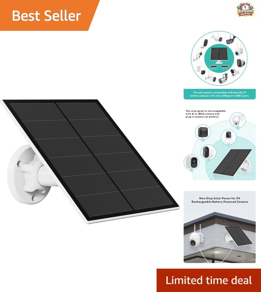 Durable Solar Panel Charger with 9.8ft Cable for Outdoor Security Cameras