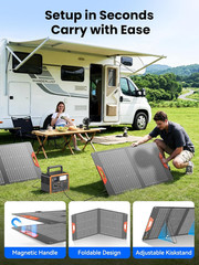 100W Portable Solar Panel for Power Station – 24% Efficiency Bifacial Solar Pane
