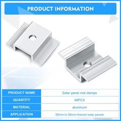 Zhengmy 48 Pack Solar Panel Mid Clamps 1.06 Inch Solar Panel Bracket Aluminiu…