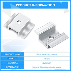 48 Pack Solar Panel Mid Clamps 1.06 Inch Solar Panel Bracket Aluminium Mounting