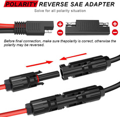 ELECTOP Solar Panel Connector Cable, 10AWG SAE Connector to Male & Female Solar