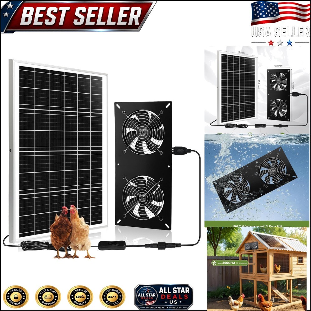 Dual High-Velocity Fans for Chicken Coop – Solar Powered & Waterproof Solution