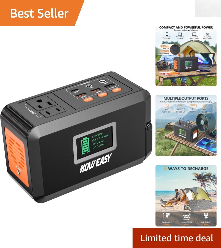 Lightweight 120W Portable Power Station with 88Wh Lithium Battery for Camping