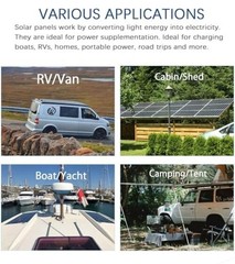 Flexible Solar Panel 100W 12V Monocrystalline Solar Kit Hightweight module,