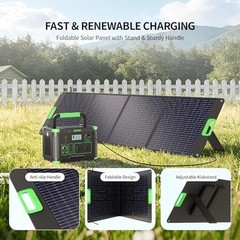 200W Foldable Portable Solar Panel Kit, Waterproof Solar Charger w/ 4 Kickstands